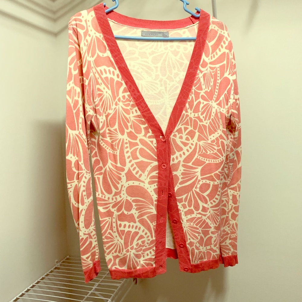 Old Navy coral button-up sweater